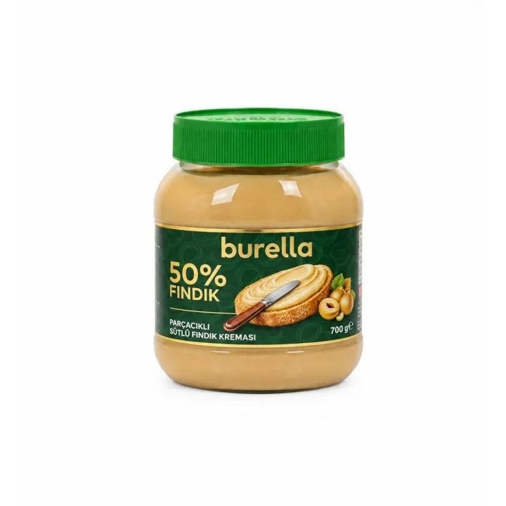 Burella Sütlü Fındık Kreması %50 Fındık Parçacıklı 700g